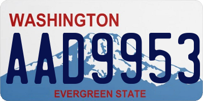 WA license plate AAD9953