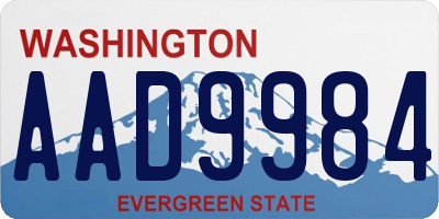 WA license plate AAD9984