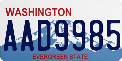 WA license plate AAD9985