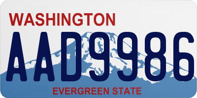 WA license plate AAD9986