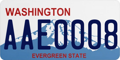 WA license plate AAE0008
