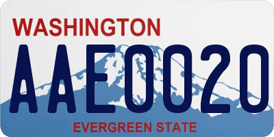 WA license plate AAE0020
