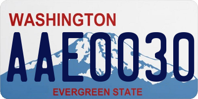 WA license plate AAE0030