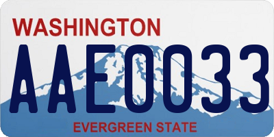 WA license plate AAE0033