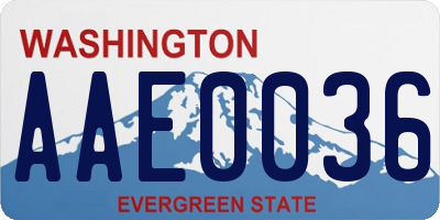 WA license plate AAE0036