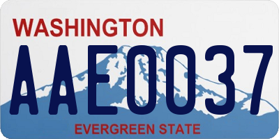WA license plate AAE0037