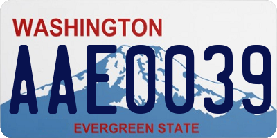 WA license plate AAE0039