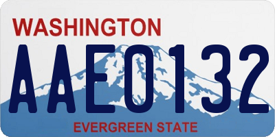WA license plate AAE0132