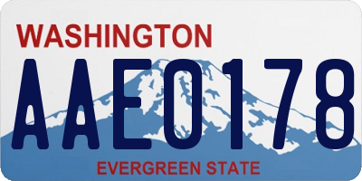 WA license plate AAE0178
