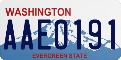 WA license plate AAE0191