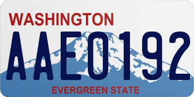 WA license plate AAE0192