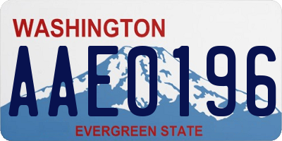 WA license plate AAE0196