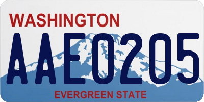 WA license plate AAE0205