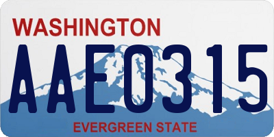 WA license plate AAE0315
