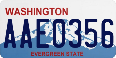 WA license plate AAE0356