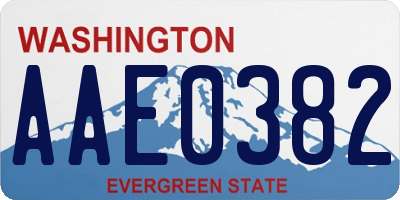 WA license plate AAE0382