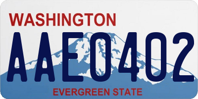 WA license plate AAE0402