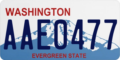 WA license plate AAE0477