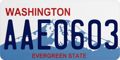 WA license plate AAE0603