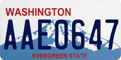 WA license plate AAE0647