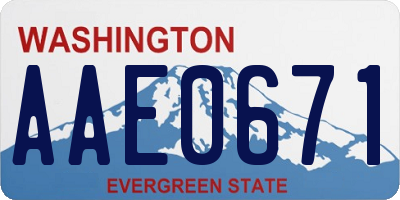 WA license plate AAE0671