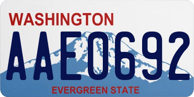 WA license plate AAE0692