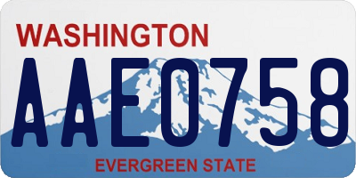 WA license plate AAE0758