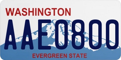 WA license plate AAE0800