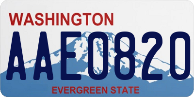 WA license plate AAE0820