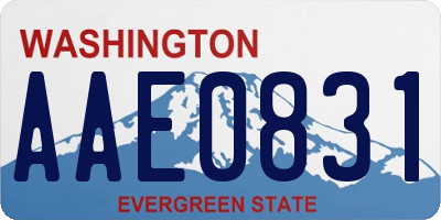 WA license plate AAE0831