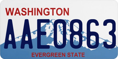 WA license plate AAE0863