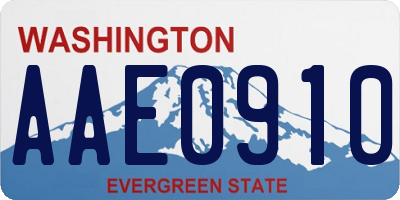 WA license plate AAE0910