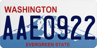 WA license plate AAE0922