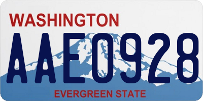 WA license plate AAE0928