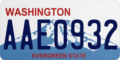 WA license plate AAE0932