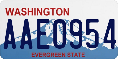 WA license plate AAE0954