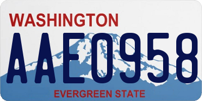 WA license plate AAE0958