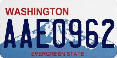 WA license plate AAE0962