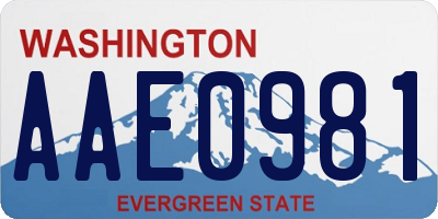 WA license plate AAE0981