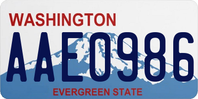 WA license plate AAE0986