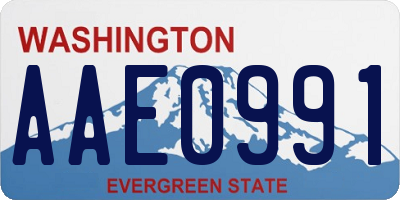 WA license plate AAE0991