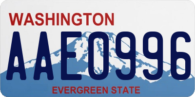 WA license plate AAE0996