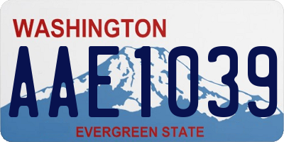 WA license plate AAE1039