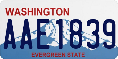 WA license plate AAE1839