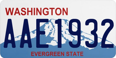 WA license plate AAE1932