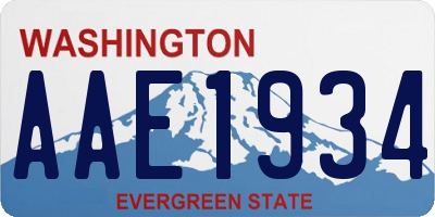 WA license plate AAE1934