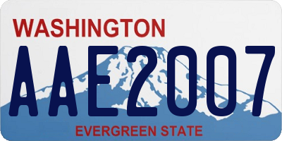 WA license plate AAE2007