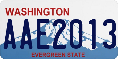 WA license plate AAE2013