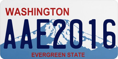 WA license plate AAE2016