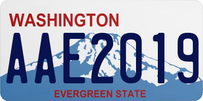 WA license plate AAE2019